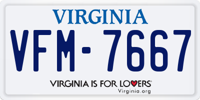 VA license plate VFM7667