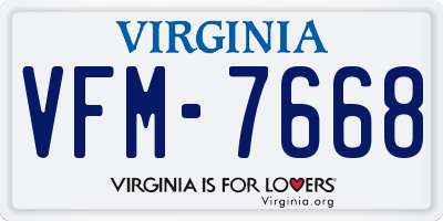 VA license plate VFM7668