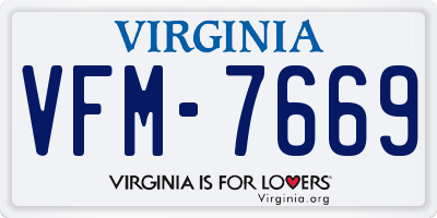 VA license plate VFM7669