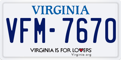 VA license plate VFM7670