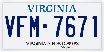 VA license plate VFM7671