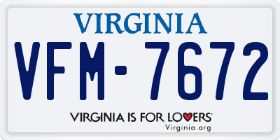 VA license plate VFM7672