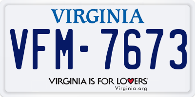 VA license plate VFM7673