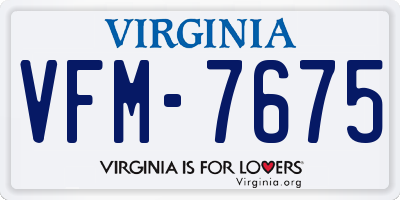 VA license plate VFM7675