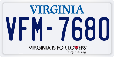 VA license plate VFM7680