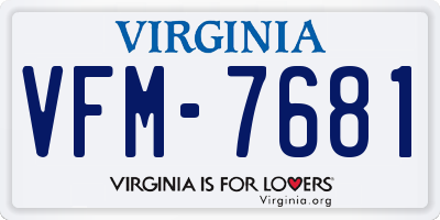 VA license plate VFM7681
