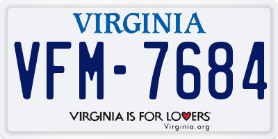 VA license plate VFM7684