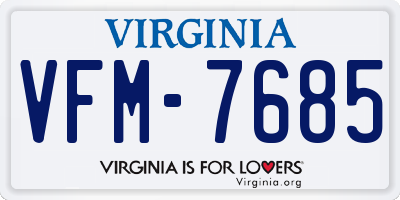 VA license plate VFM7685