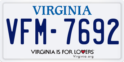 VA license plate VFM7692