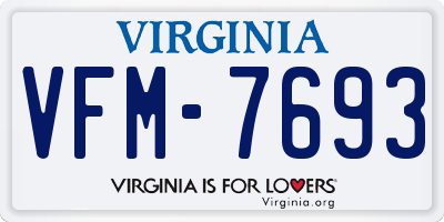 VA license plate VFM7693