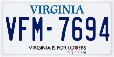 VA license plate VFM7694