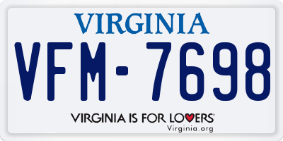 VA license plate VFM7698