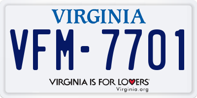 VA license plate VFM7701