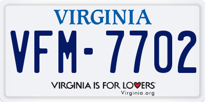 VA license plate VFM7702