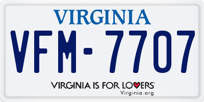 VA license plate VFM7707