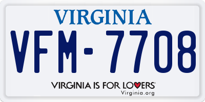 VA license plate VFM7708