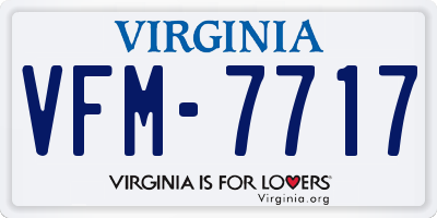 VA license plate VFM7717