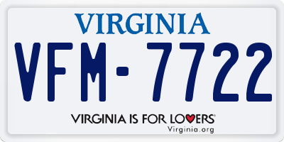 VA license plate VFM7722