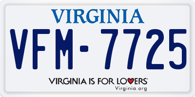 VA license plate VFM7725