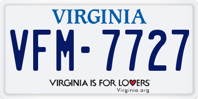 VA license plate VFM7727