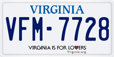 VA license plate VFM7728