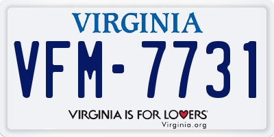 VA license plate VFM7731