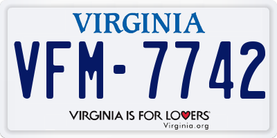 VA license plate VFM7742