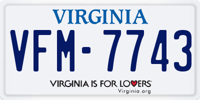 VA license plate VFM7743