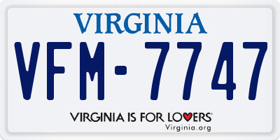 VA license plate VFM7747