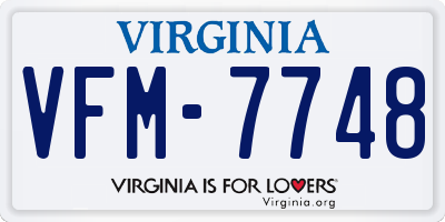 VA license plate VFM7748