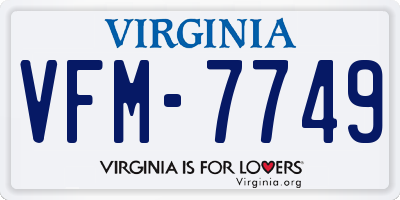 VA license plate VFM7749