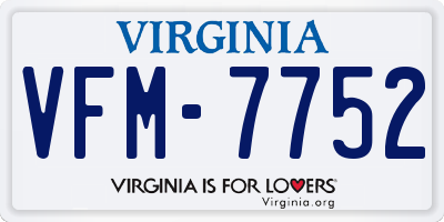 VA license plate VFM7752