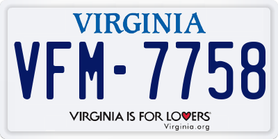 VA license plate VFM7758