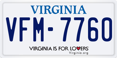 VA license plate VFM7760