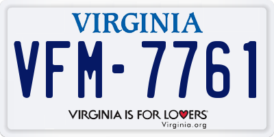 VA license plate VFM7761