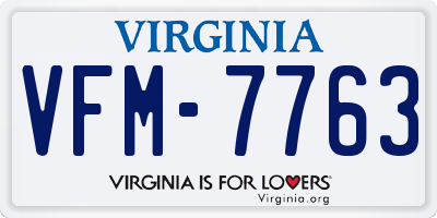 VA license plate VFM7763