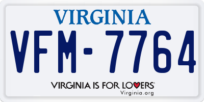 VA license plate VFM7764