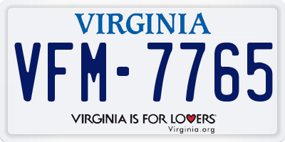 VA license plate VFM7765