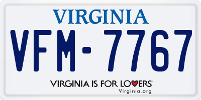 VA license plate VFM7767