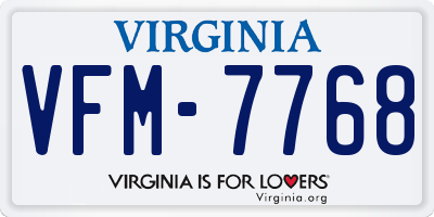 VA license plate VFM7768
