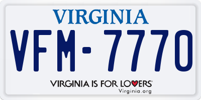 VA license plate VFM7770