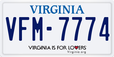 VA license plate VFM7774