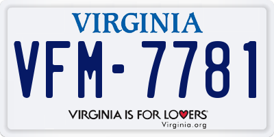 VA license plate VFM7781