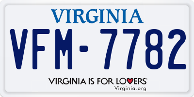 VA license plate VFM7782