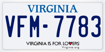 VA license plate VFM7783