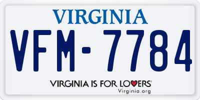 VA license plate VFM7784