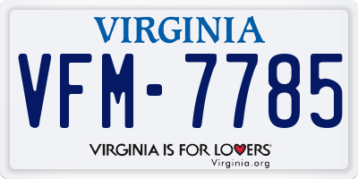 VA license plate VFM7785