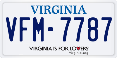 VA license plate VFM7787