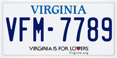 VA license plate VFM7789