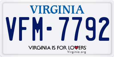 VA license plate VFM7792